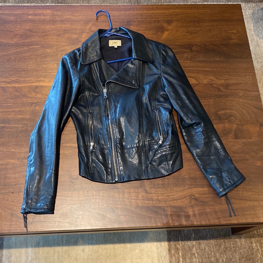 June Genuine Leather Biker Jacket Size Small